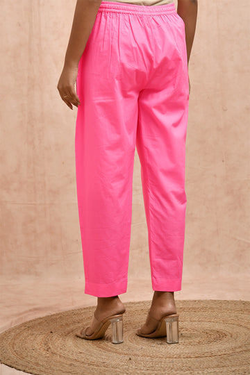 Fuchsia Pink Organic Cotton Narrow Pants
