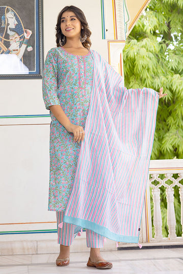 Pink Green Organic Mulmul Dupatta