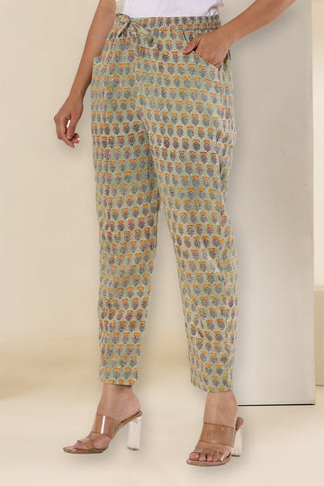 Tea Green Organic Cotton Cigarette Pants
