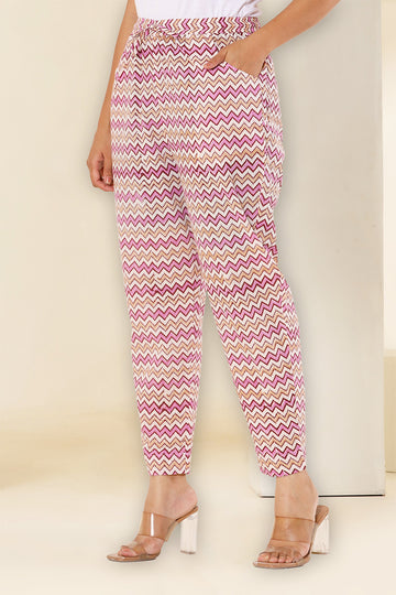 Onion Pink and Violet Organic Cotton Cigarette Pants
