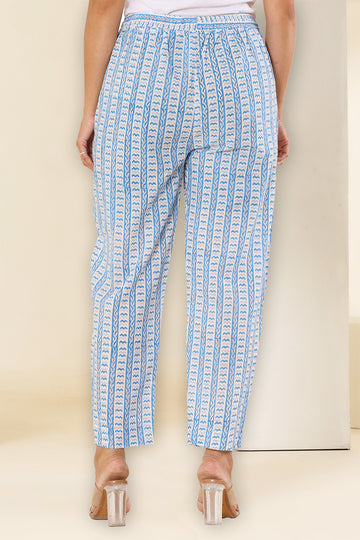 Pastel Blue Organic Cotton Cigarette Pants