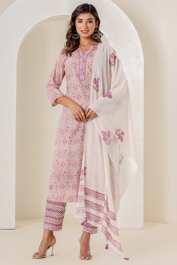 Onion Pink And White Organic Mulmul Dupatta