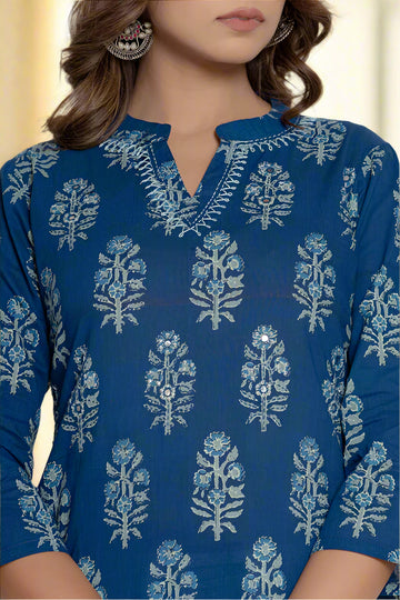 Indigo Cotton Straight Kurta