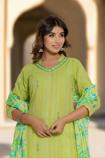 Green South Cotton Straight Kurta