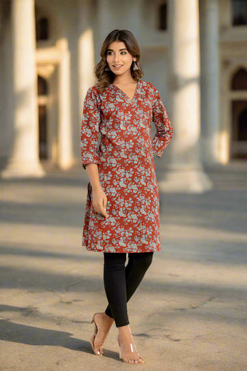 Rust Red Straight Kurti