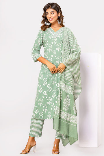 Sage Green Organic Mulmul Dupatta