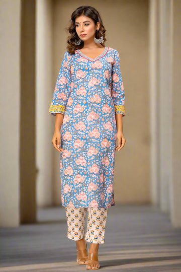 Blue Mustard Organic Cotton Straight Kurta