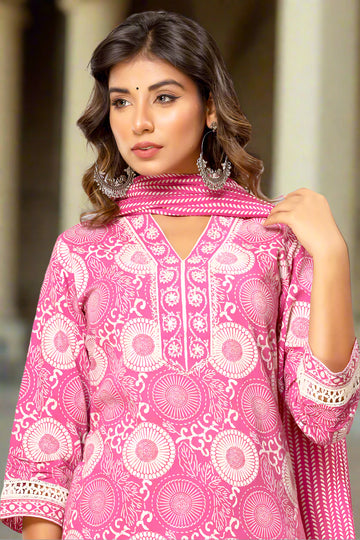 Pink Organic Cotton Straight Kurta