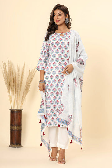 White Pink Organic Mulmul Dupatta