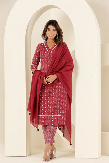 Deep Red Mulmul Dupatta