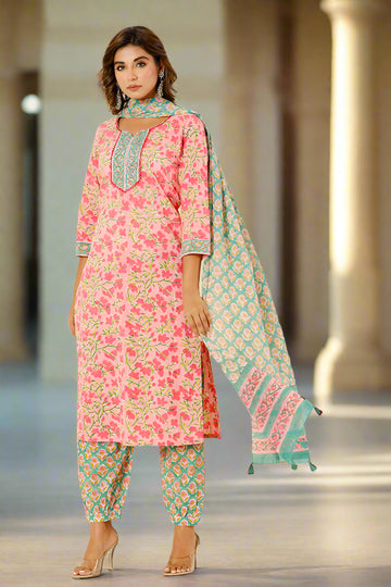 Pink Organic Cotton Straight Kurta