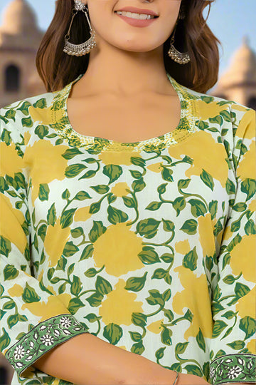 Marigold Cotton Straight Kurta