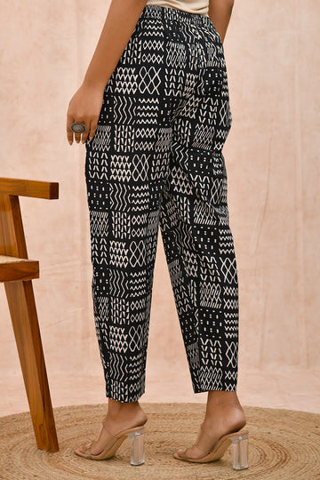 Black and White Organic Cotton Cigarette Pants
