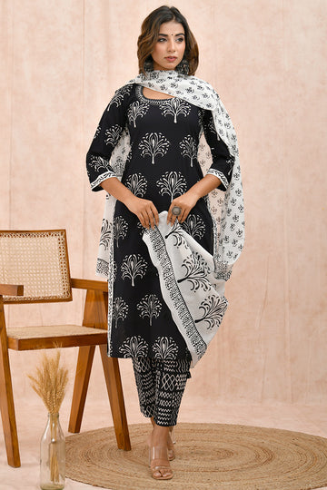Black and White Printed Organic Mulmul Dupatta