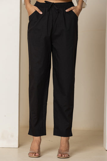Black Organic Cotton Narrow Pants