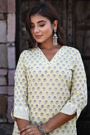 Yellow Organic Cotton Straight Kurta