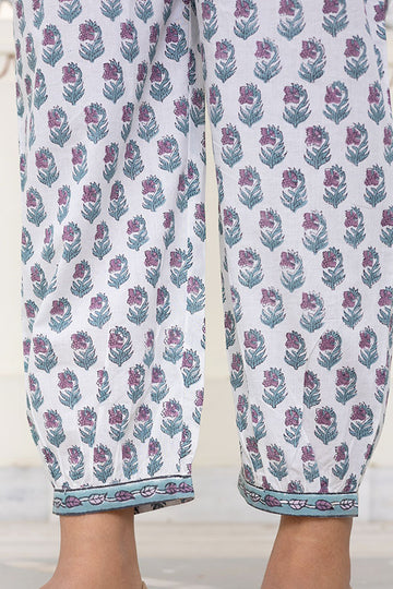 White Pink Organic Cotton Balloon Pants