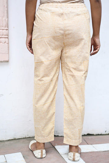 White Orange Organic Cotton Cigarette Pants