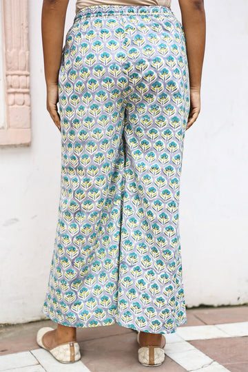 Grey Green Organic Cotton Palazzo Pants