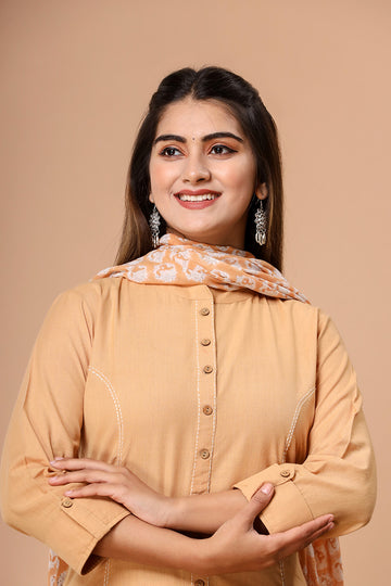 Tussar Handloom Cotton A-line Kurta with Pockets