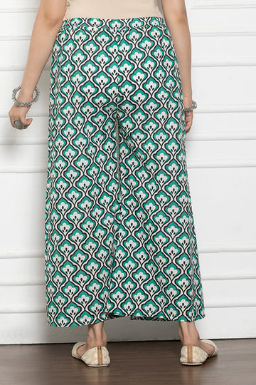 Green White Organic Cotton Straight Pants