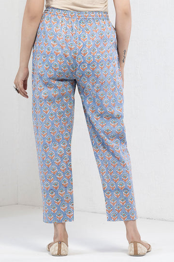 Pastel Blue Organic Cotton Narrow Pants