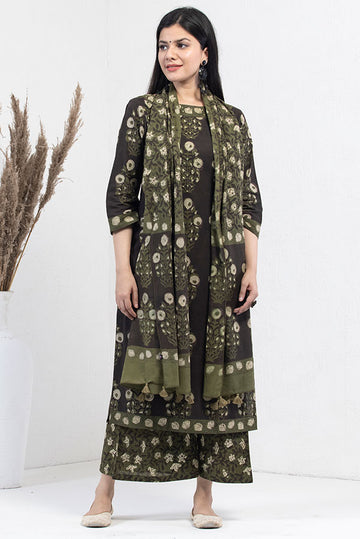 Black Green Organic Cotton Palazzo