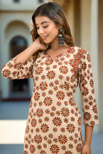 Bagru Printed Organic Cotton Straight Kurta