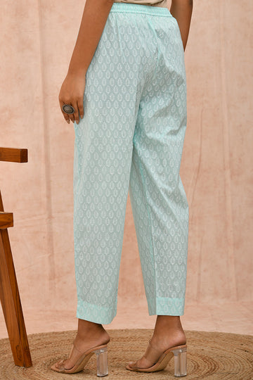Powder Green Organic Cotton Narrow Pants