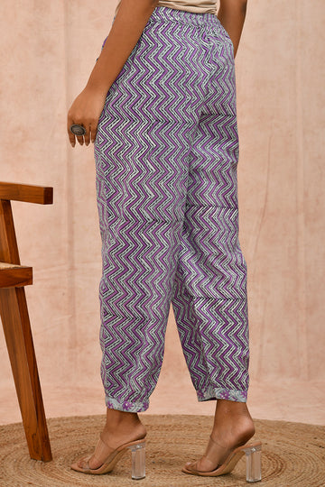 Purple Sea Green Organic Cotton Balloon Pants