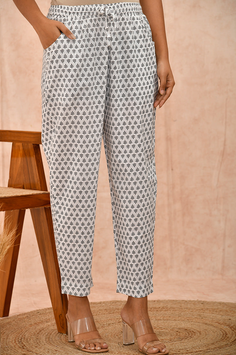 White Black Organic Cotton Pencil Pants1