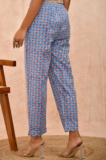 Slate Blue Organic Cotton Narrow Pants