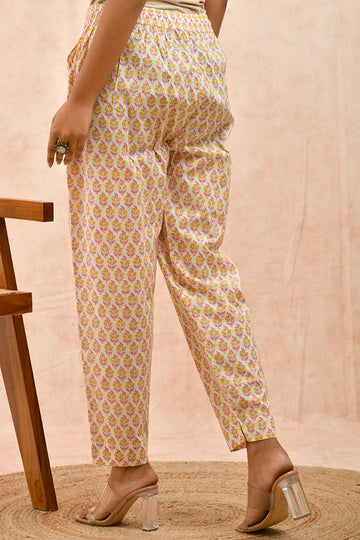 Pastel Yellow Organic Cotton Cigarette Pants