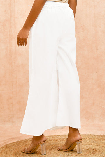 Pure White Organic Cotton Palazzo
