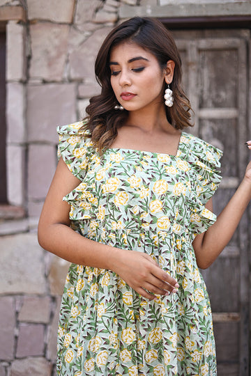 Green Yellow Organic Cotton Dress