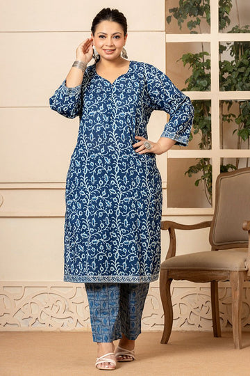 Indigo Cotton Straight Kurta