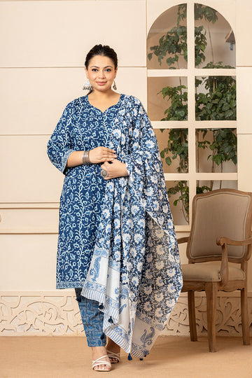 Indigo Printed Mulmul Dupatta