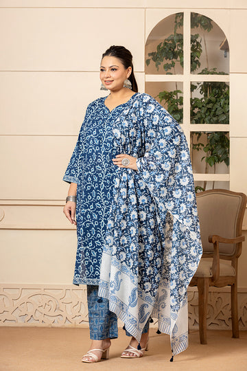 Indigo Printed Mulmul Dupatta