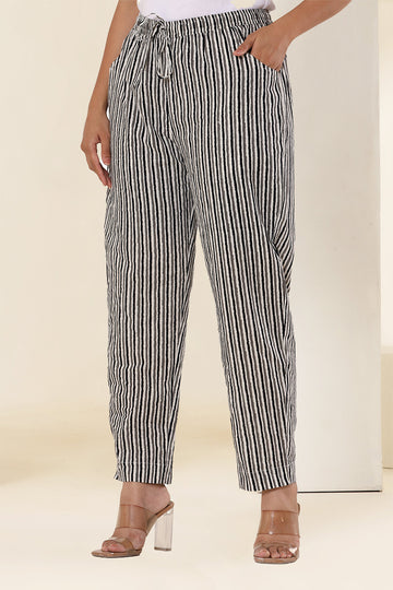 Black and Grey Organic Cotton Narrow Pants