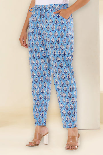 Azure Blue Organic Cotton Narrow Pants
