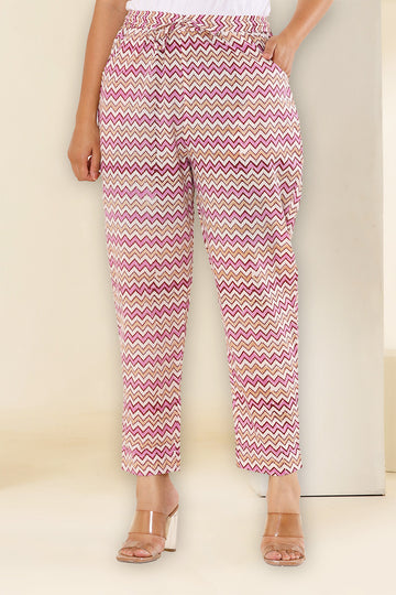 Onion Pink and Violet Organic Cotton Cigarette Pants