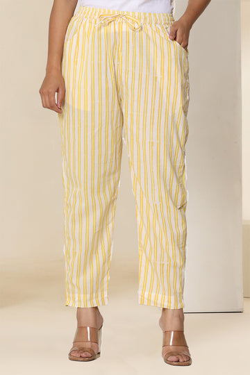 Yellow and White Organic Cotton Narrow Pants