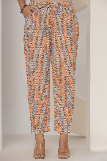 Orange Cotton Narrow Pants