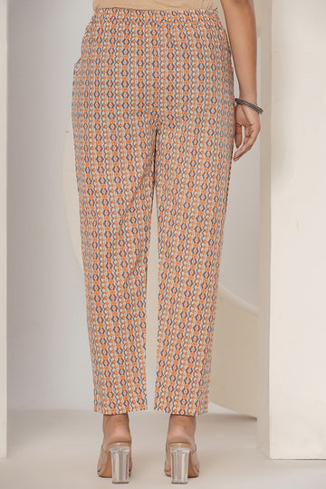 Orange Cotton Narrow Pants