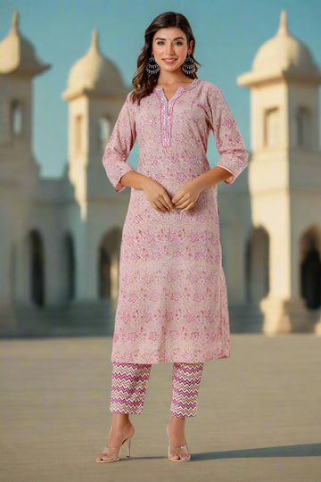 Onion  Pink Organic Cotton Straight Kurta