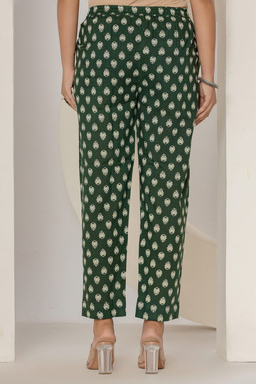 Green Cotton Narrow Pants