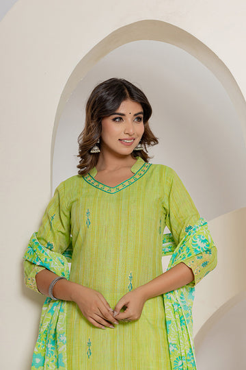 Green South Cotton Straight Kurta