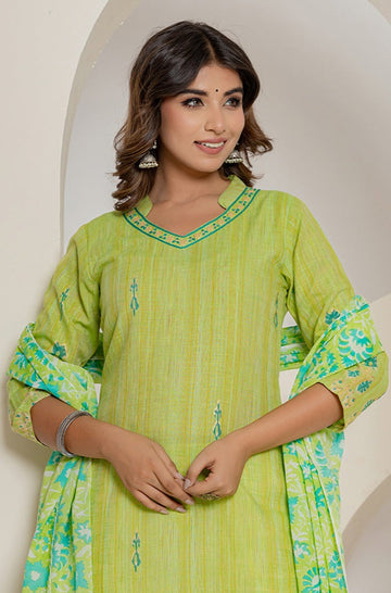 Green Printed Mulmul Dupatta