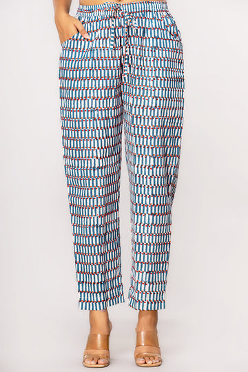 Blue Organic Cotton Narrow Pants