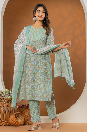 Mint Green Printed Mulmul Dupatta